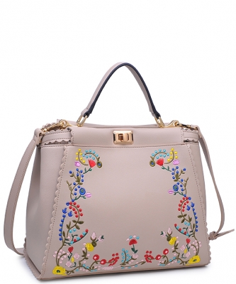 Eleanor Smooth Vegan Leather Floral Embroidery 14130